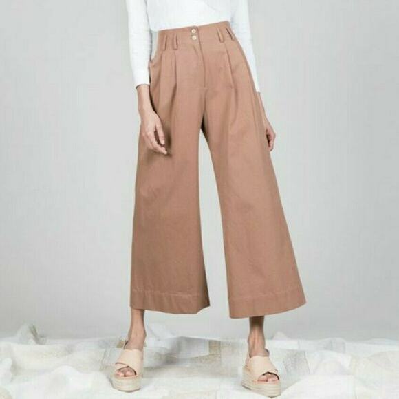 WHERE MOUNTAINS MEET Haven trouser silky geo print cropped wide leg pants Size 0 - Picture 2 of 6